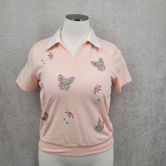 Haband Tops - Haband Vintage Peach Floral Women's Top Cottagecore Spring Deadstock Blouse Tee